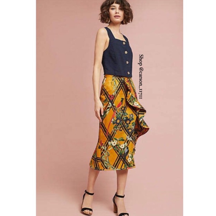 Nwt Anthropologie Patbo Sunflower Ruffled Skirt 4